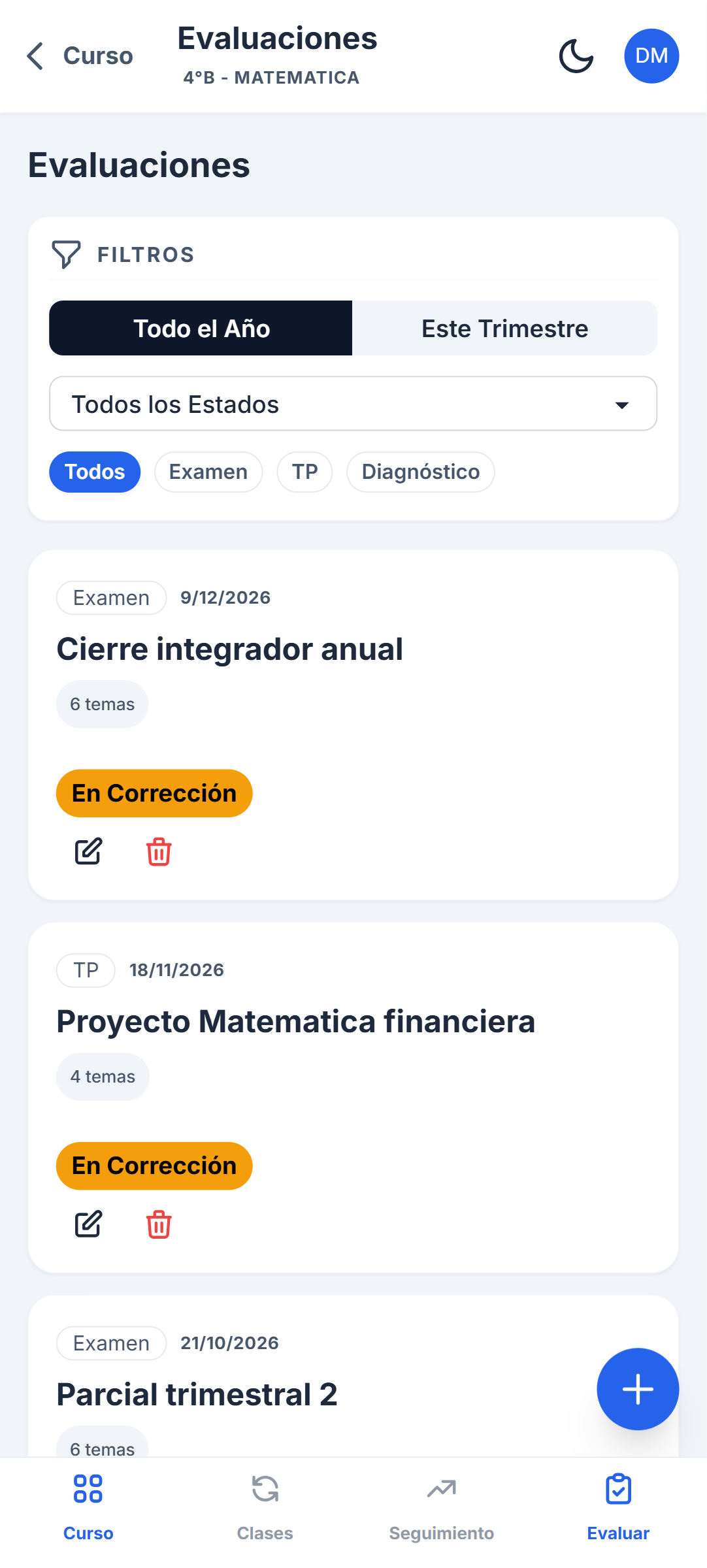 Cierre de Notas y Evaluaciones